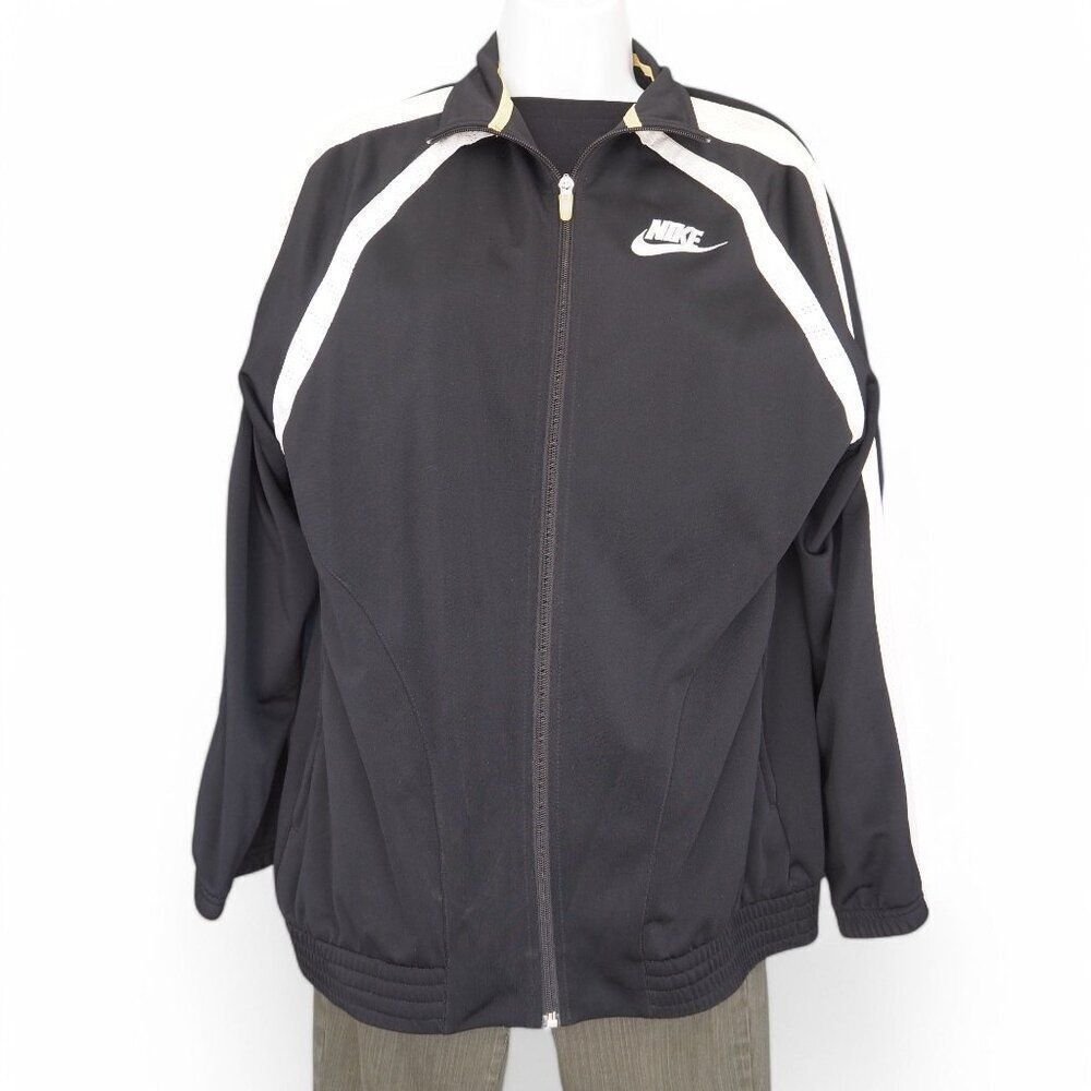 Nike Vintage Y2K Full Zip Track Jacket Black / White 253842-010 Women's M (8-10)